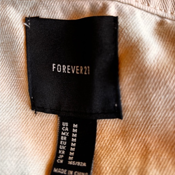 Forever 21 Beige Distressed Denim Jacket Medium - Picture 6 of 6